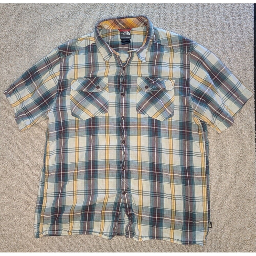 The North Face Men's Watchme Short Sleeve Woven Hiking Shirt Size L Plaid